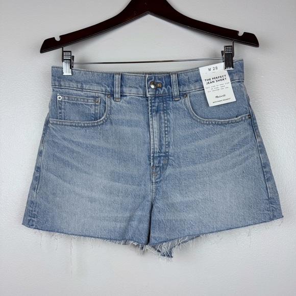 Madewell Perfect Vintage High Rise Raw Hem Jean Shorts Foster Wash Size 28 NWT - Picture 4 of 9